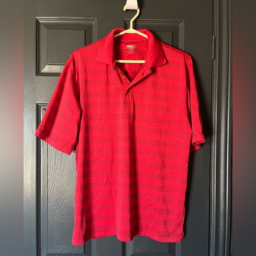 Kirkland Signature Red Striped Polo Shirt